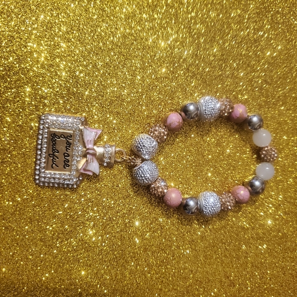 YOU ARE BEAUTIFUL CHARM BRACELET. PERFECT FOR A MOTHER'S DAY GIFT. ONE-OF-A-KIND - Picture 8 of 15